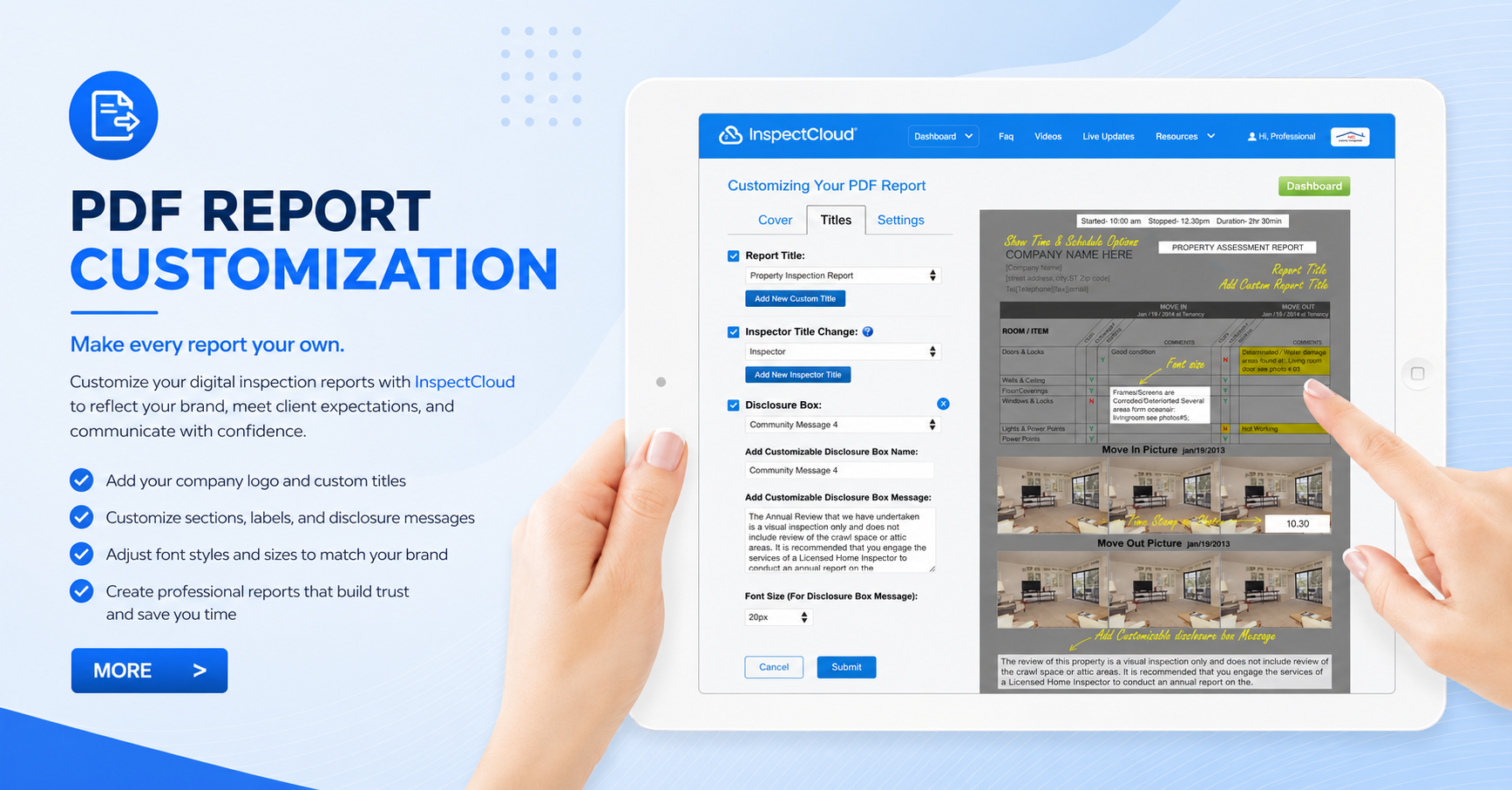 Customize PDF Report feature banner